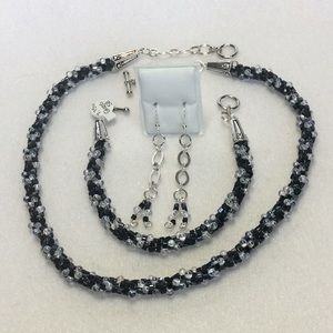 FINAL SALE PRICE Hand Created OOAK Blue, Black & AB Jewelry Set